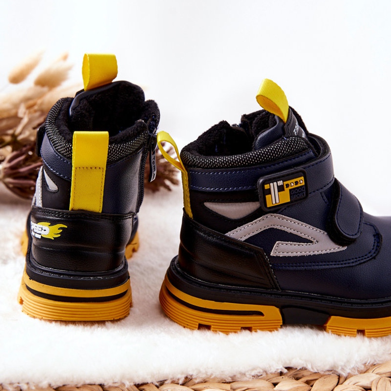 PJ2 Stivali Caldi Da Bambino Con Velcro Blu Navy Fruzio 2