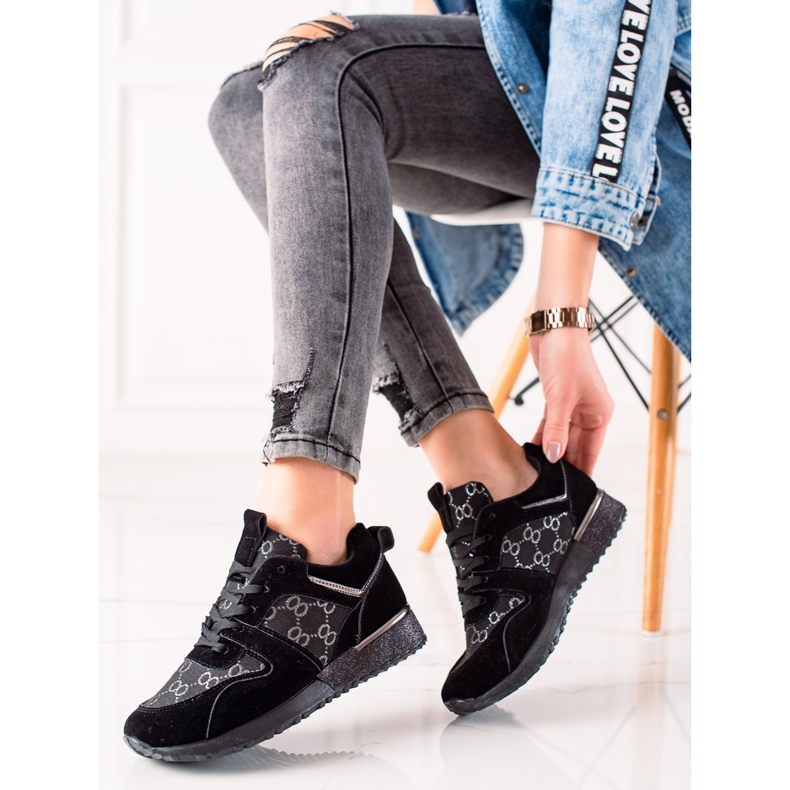 Evento Sneakers Alla Moda Con Glitter nero 1