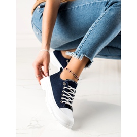 Sabatina Sneakers alla moda sulla piattaforma blu 1