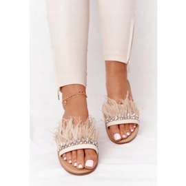 Ciabatte Con Piume Lu Boo Beige 3