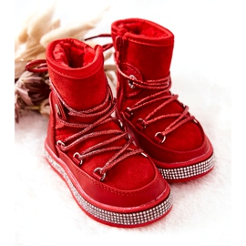 FR1 Stivali Da Neve Da Bambino Rossi Con Cubic Zirconia Wellma rosso 1