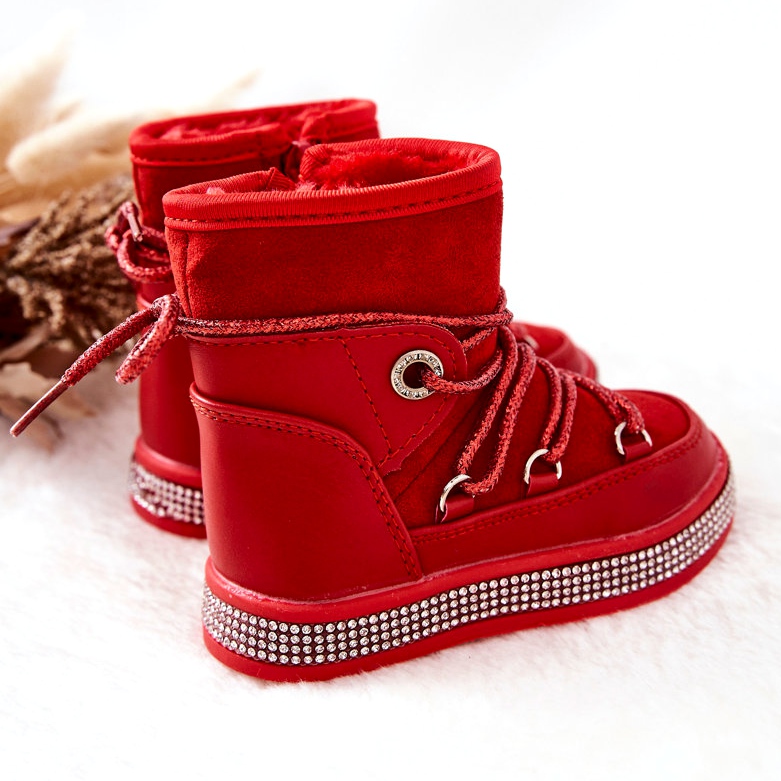 FR1 Stivali Da Neve Da Bambino Rossi Con Cubic Zirconia Wellma rosso 2
