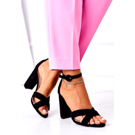 SEA Sandali Donna Con Tacco Camoscio Nero Telmen 3
