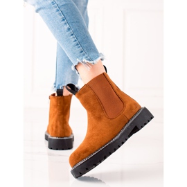 Ideal Shoes Stivaletti con plateau in camoscio marrone 1