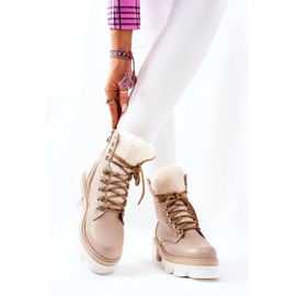 PF1 Stivali In Pelle Caldi Workery Beige Lecolly 2