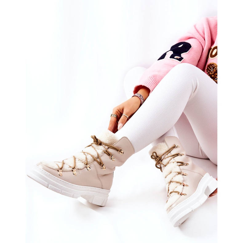 Stivali di pelle caldi Nerisso Trappers beige chiaro 1