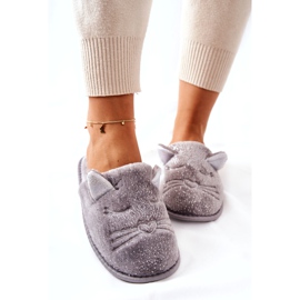 PE1 Pantofole Shiny Kitten Con Orecchie Kaisy Grigie grigio 2