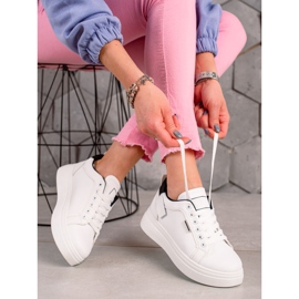 Ideal Shoes Sneakers in ecopelle bianche bianca nero 1