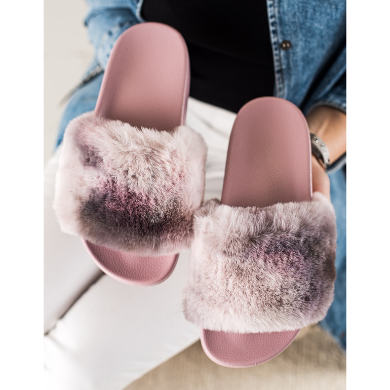 TRENDI Pantofole Con Pelliccia rosa grigio 1