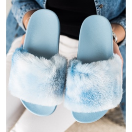 TRENDI Pantofole Con Pelliccia blu 1