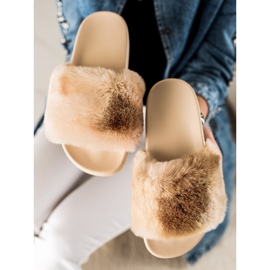 TRENDI Pantofole Con Pelliccia beige marrone 1