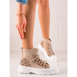 TRENDI Scarpe sportive alte beige marrone 1