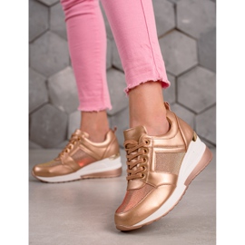 Diamantique Sneakers con zeppa dorata d'oro 1