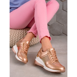Diamantique Sneakers con zeppa dorata d'oro 2