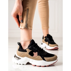 Sweet Shoes Scarpe da ginnastica alla moda beige nero rosa 1