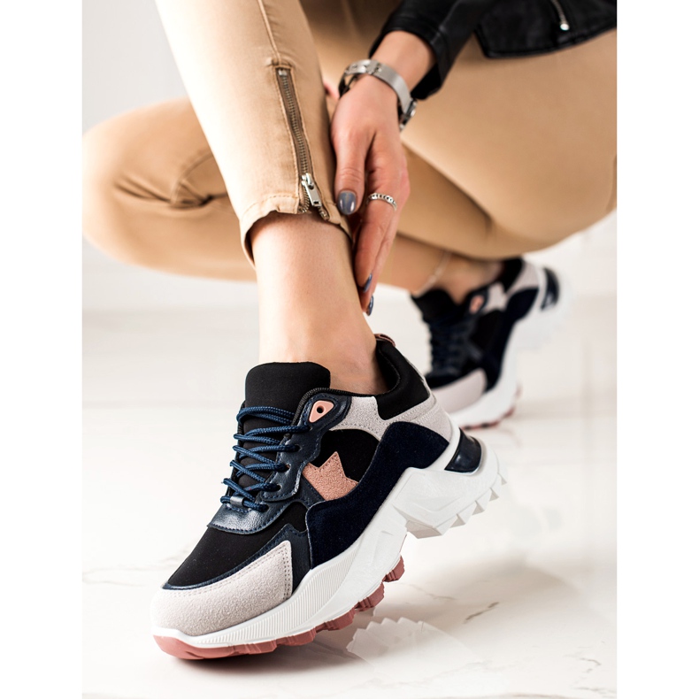 Sweet Shoes Scarpe da ginnastica alla moda beige nero rosa 2