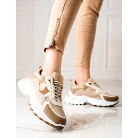 Sweet Shoes Scarpe da ginnastica alla moda beige marrone 1