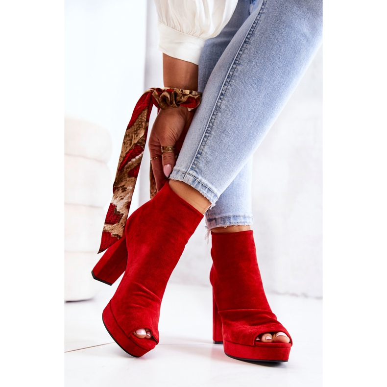 WS1 Stivali su una barra Open Toes Red Adore rosso 1