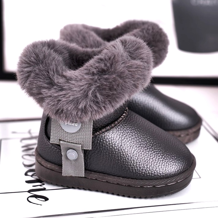 Apawwa Caldi stivali da neve per bambini con pelliccia Marella grigio 3