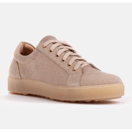 Marco Shoes Scarpe sportive in tessuto e pelle beige 1