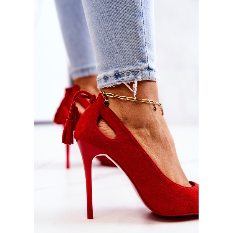 PS1 Tacchi a spillo da donna in camoscio con Spitz Red Leven rosso 2