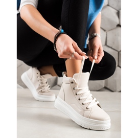 Renda Sneakers Alte Con Eco Pelle beige 1