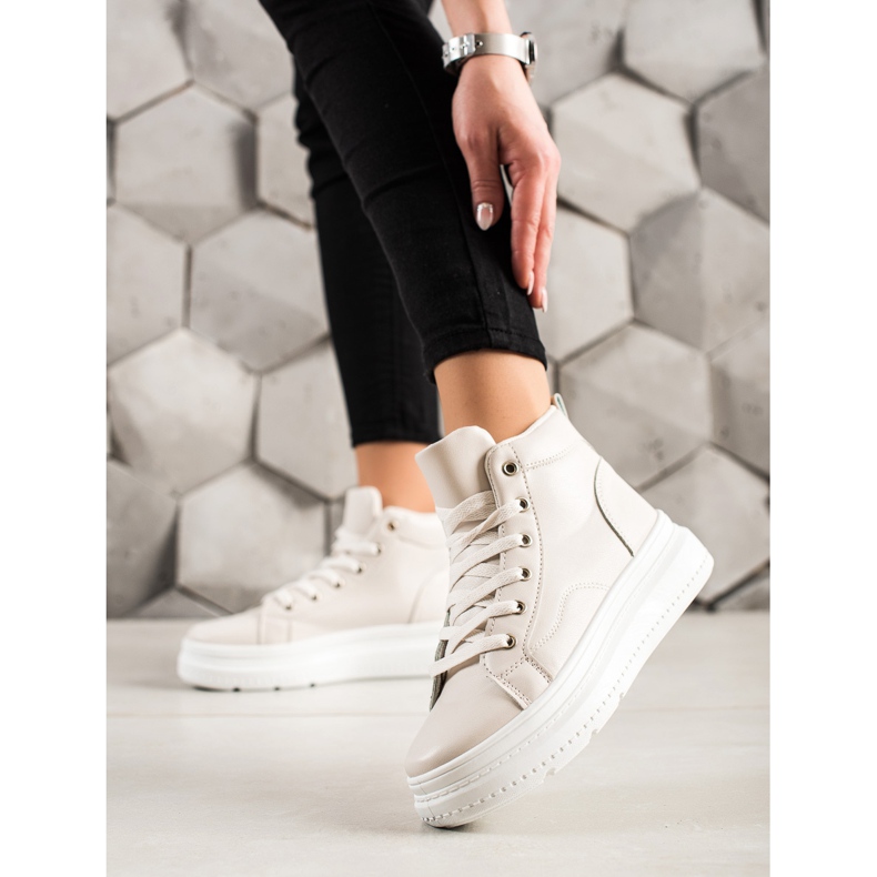 Renda Sneakers Alte Con Eco Pelle beige 2