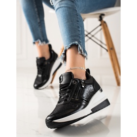 TRENDI Sneakers Con Zeppa Con Glitter nero 1