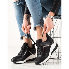 TRENDI Sneakers con zeppa leggera nero 1