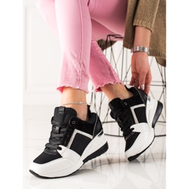 TRENDI Sneakers con zeppa leggera bianco nero 1