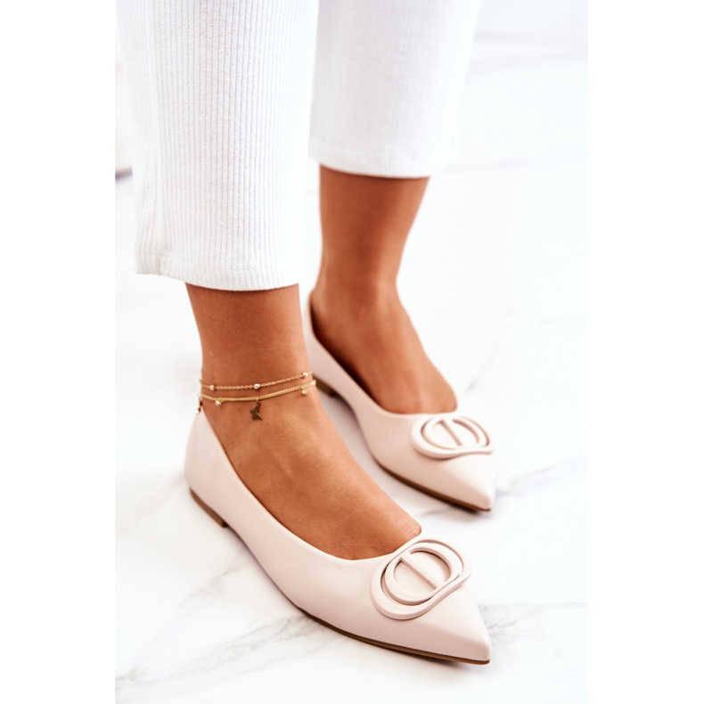 PS1 Ballerina in pelle con spitz J. Beżowe Rachelle beige 1
