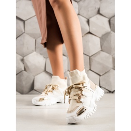 TRENDI Scarpe da ginnastica alla moda beige d'oro 1