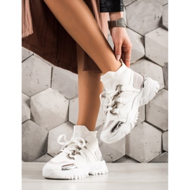 TRENDI Scarpe da ginnastica alla moda bianca d'argento grigio 1