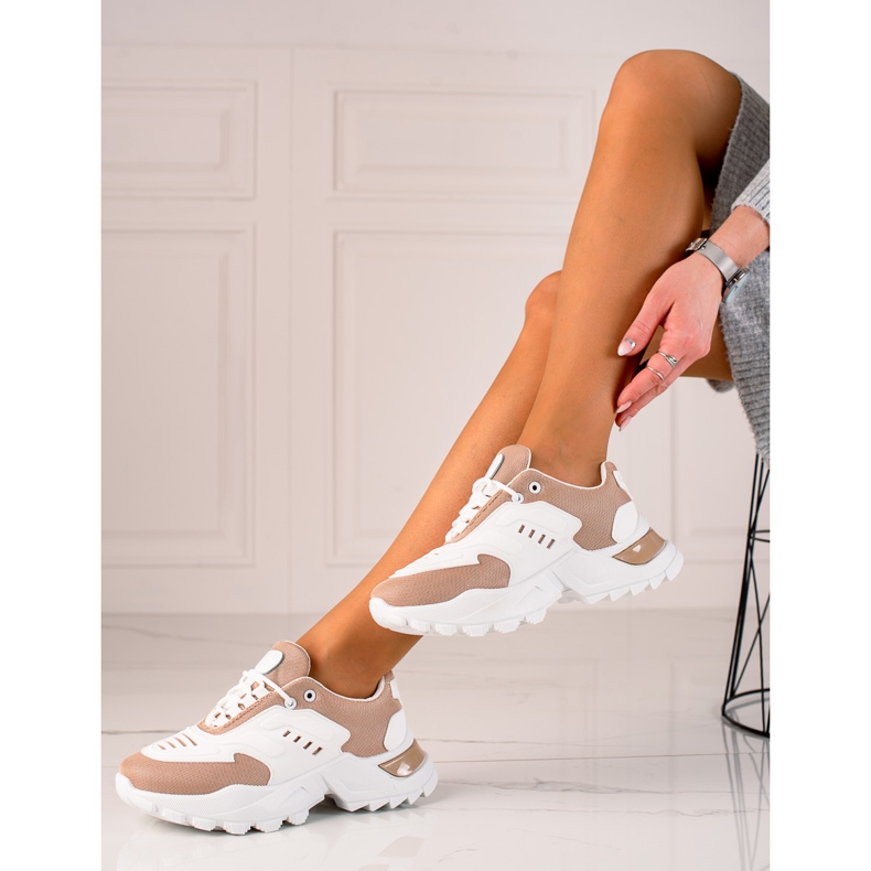 TRENDI Sneakers Con Rete beige bianca 1