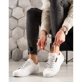 TRENDI Scarpe Sportive Leggere Realizzate In Eco Pelle bianco nero 1