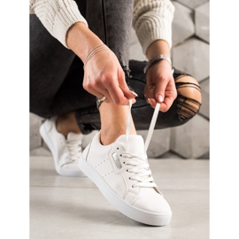 TRENDI Scarpe Sportive Leggere Realizzate In Eco Pelle bianco argento 1