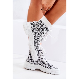FM1 Scarpe sportive bianche e nere con calze Kandice bianco nero 1