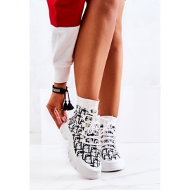FM1 Scarpe sportive bianche e nere con calze Kandice bianco nero 2