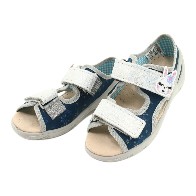 Scarpe per bambini Befado pu 065P154 blu navy d'argento 3