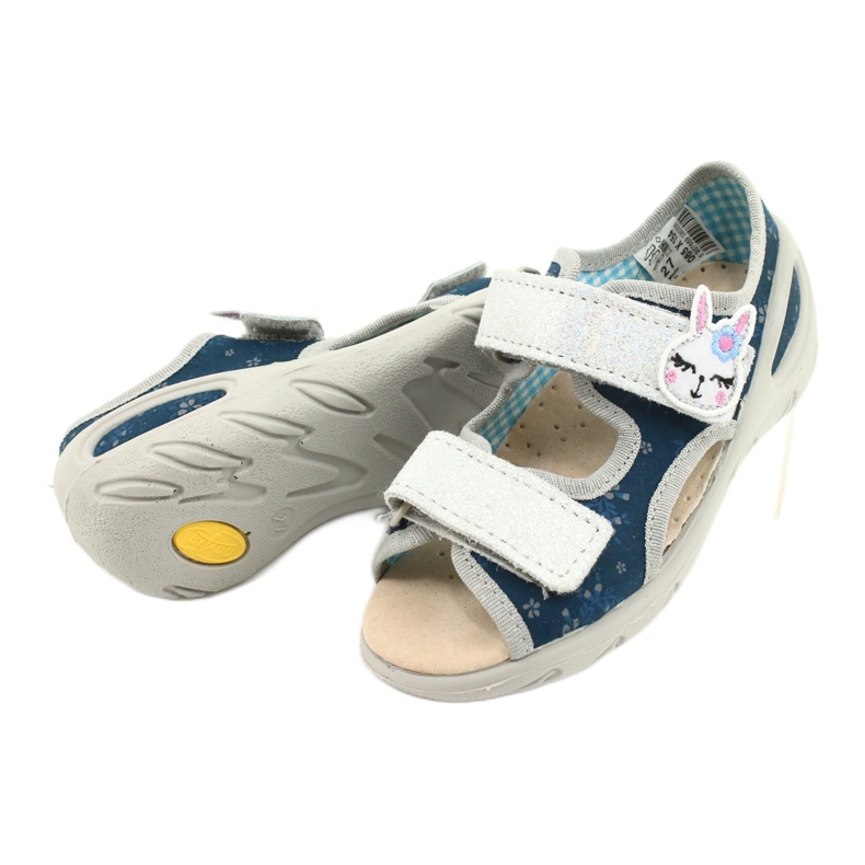 Scarpe per bambini Befado pu 065P154 blu navy d'argento 4