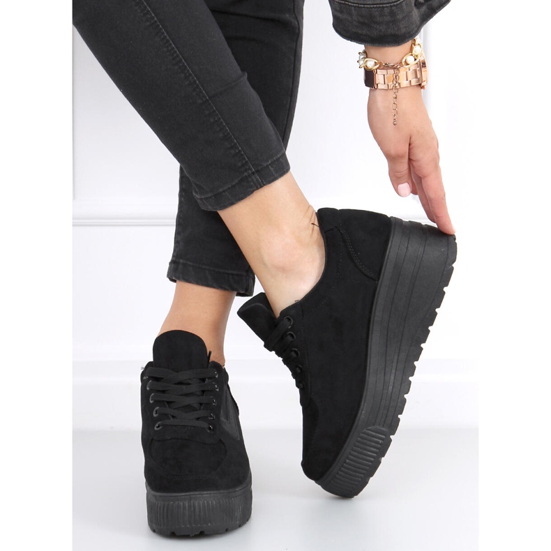 Sneakers nere con zeppa Valens nero 1