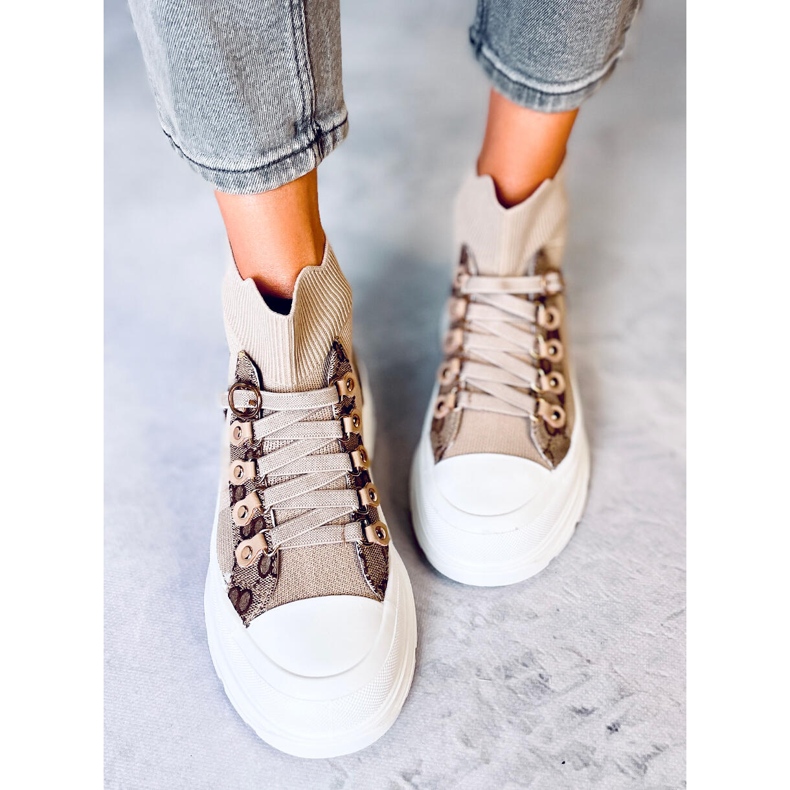 Sneaker Reta Khaki con calzino alla caviglia beige marrone 1