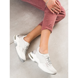 Goodin Sneakers in pelle traforata bianco argento 2