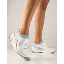 Goodin Sneakers in pelle alla moda bianco blu 1