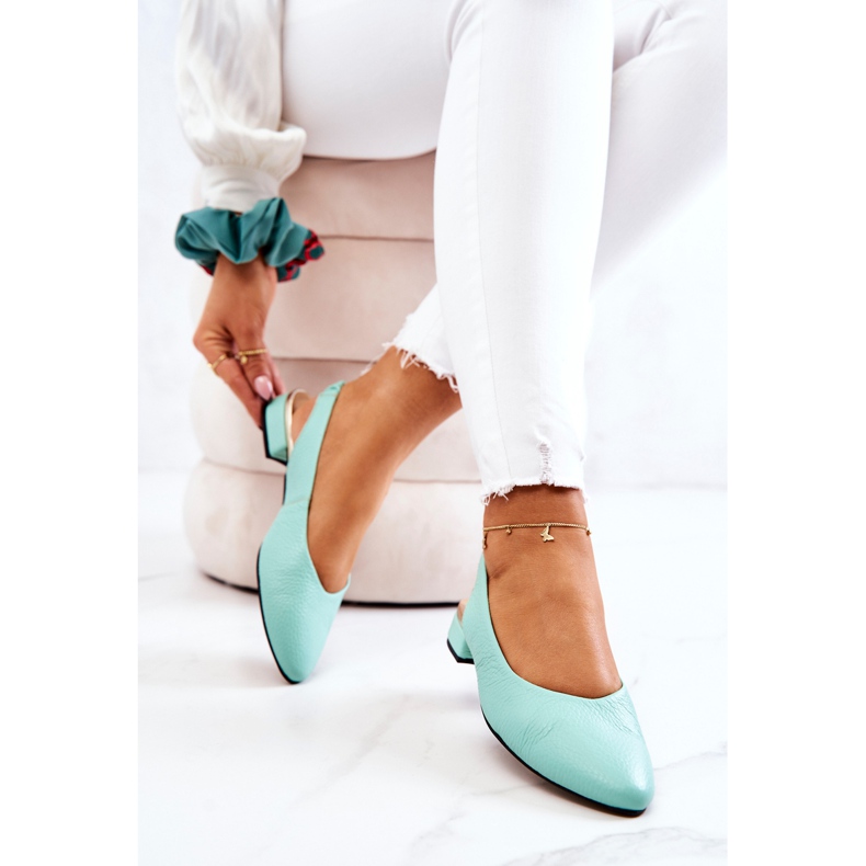 PA2 Ballerina Noreen verde all'aperto in pelle con tacco alto 2