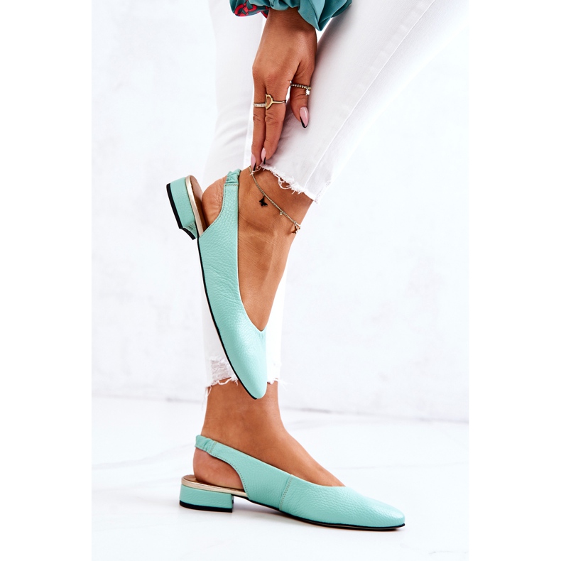 PA2 Ballerina Noreen verde all'aperto in pelle con tacco alto 1