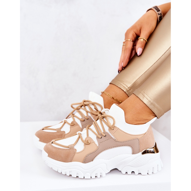 FS2 Calzature Sportive Sneakers Calzini Beige e Bianco Colleen 1