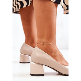PA2 Décolleté In Pelle Punta In Spitz Beige Marilyn 1