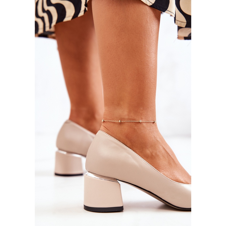 PA2 Décolleté In Pelle Punta In Spitz Beige Marilyn 1