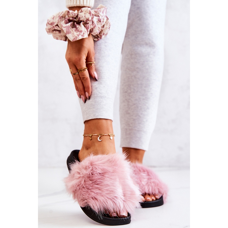 PM1 Ciabatte Con Pelliccia, Pollie Di Gomma Rosa 1